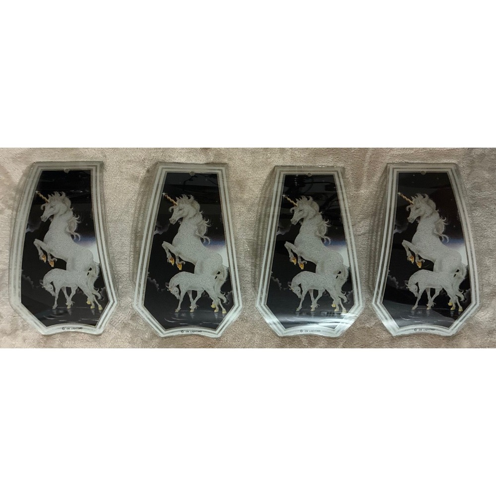 Vintage OK Lighting Unicorn Glass Panels For 3 Way Touch Lamp 4pc NEW
